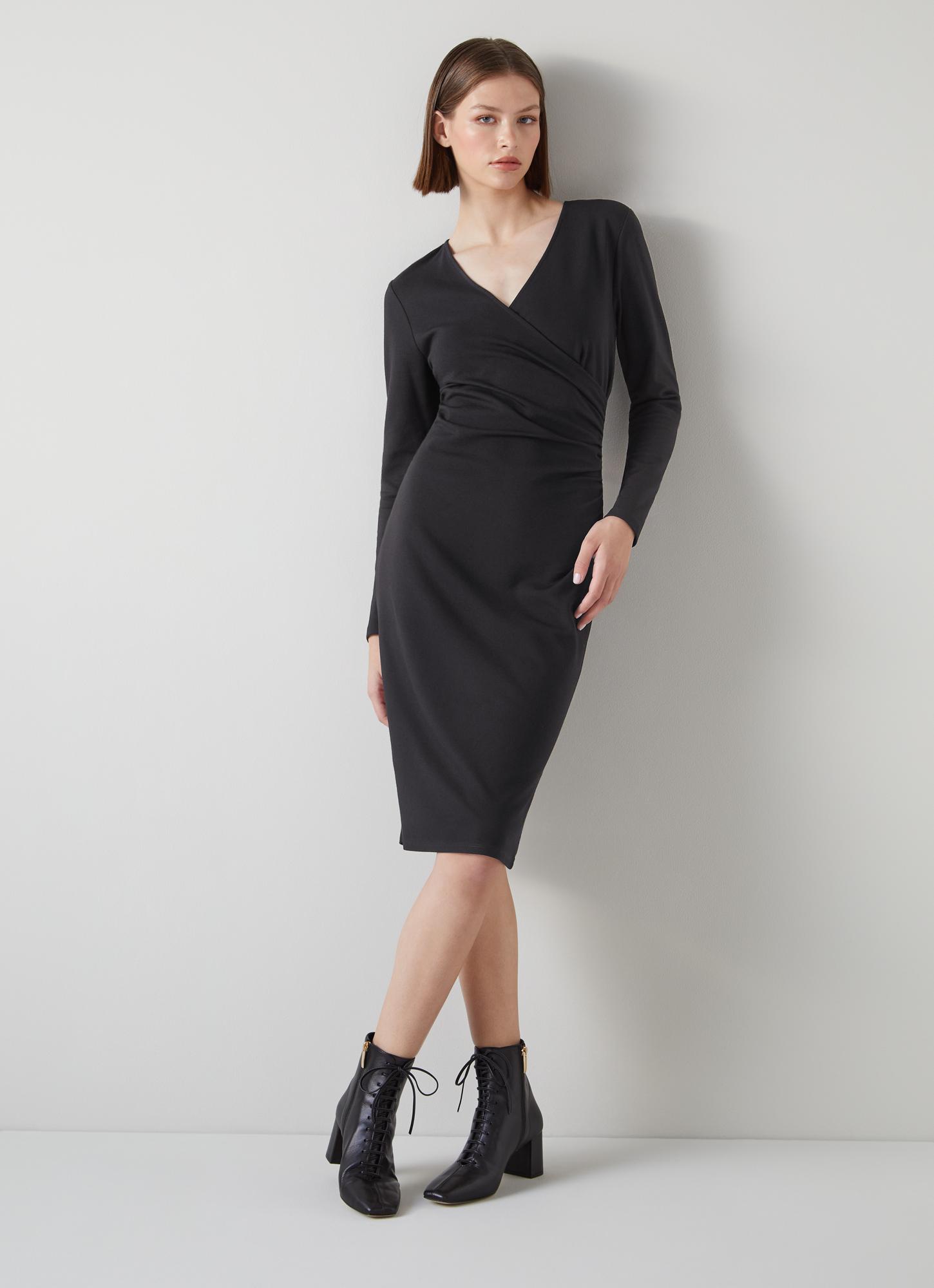 Long sleeve black jersey cheap dress